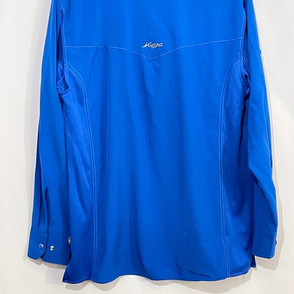 Mojo Sportswear Co Fishing Shirt Men's Medium Blue Pearl Snap Vented Quick Dry - Picture 5 of 13